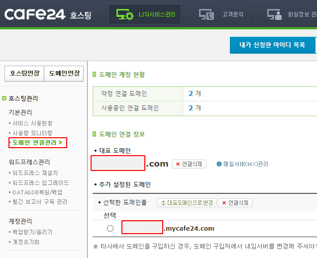 대표 도메인 관리